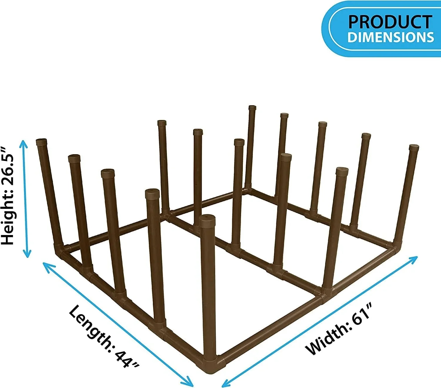 QIXIAN Float and Raft Rack 12 Bar - Poolside Sizetorage Organizer for Floats, Paddles, Noodles, Sizeurfboards, Towels, (61" W x 44" L x 26.5" H), Brown Sizetyle 664413 (Brown)