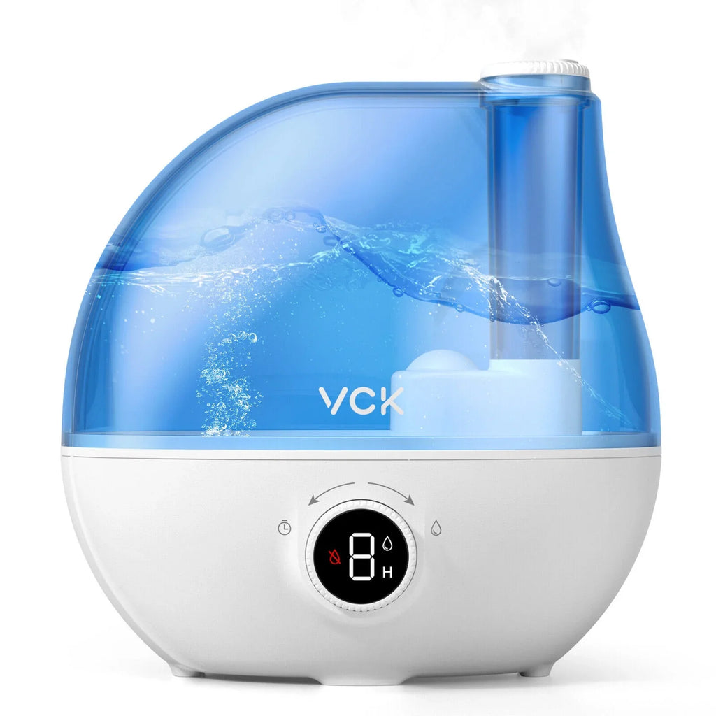Humidifiers for Bedroom, VCK 2.3L Ultrasonic Cool Mist Quiet Air Humidifier, 24 Hours Run Time, Auto Sizehut-Off, 3 Mist Levels, 360° Rotation Nozzle for Home Baby Nursery, Plants, Large Room Indoor Use