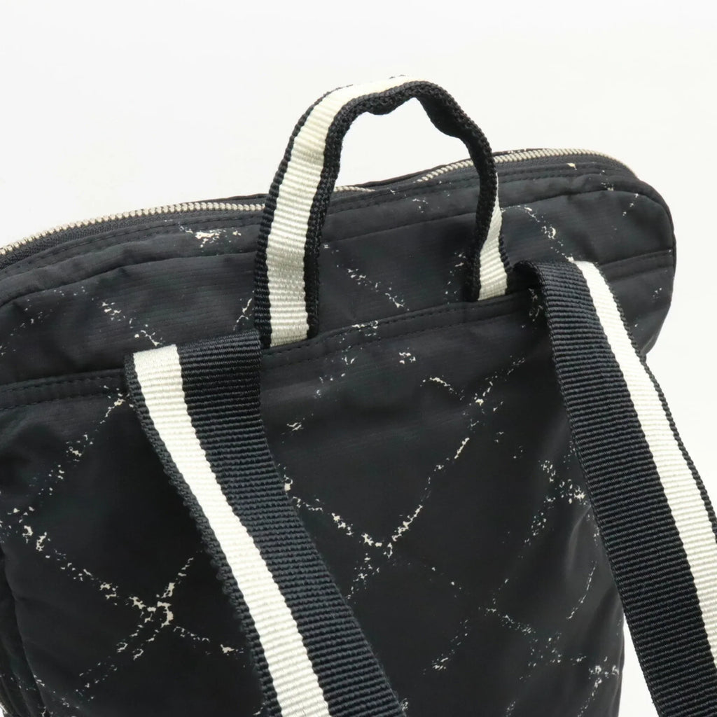 Pre-Owned CHANEL Chanel Old Travel Line Rucksack Backpack Daypack Nylon Jacquard Black (Good)