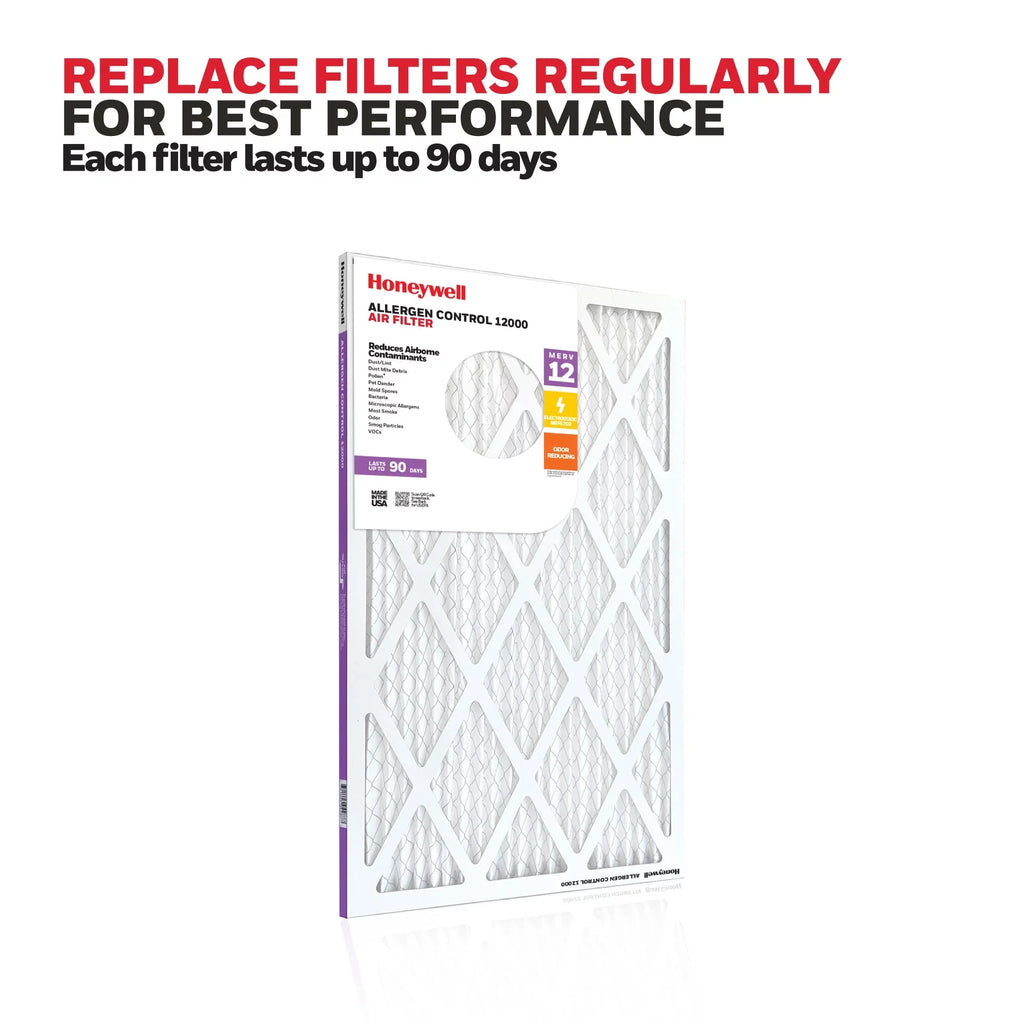Honeywell 16x20x1 MERV 12 Pleated HVAC Furnace Air Filter -12 Pack