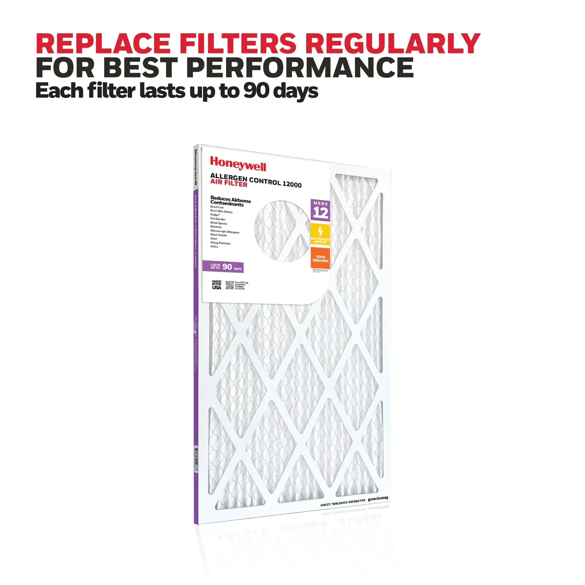 Honeywell 16x20x1 MERV 12 Pleated HVAC Furnace Air Filter -12 Pack