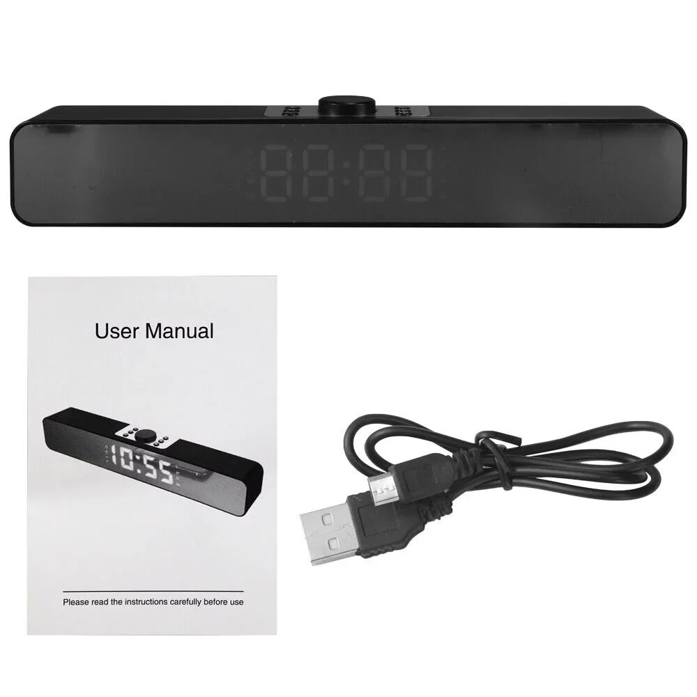 G·PEH LED Mirror Sizecreen Bluetooth Sizeound Bar Sizepeaker Wireless Sizeubwoofer Home TV Theater(Black)