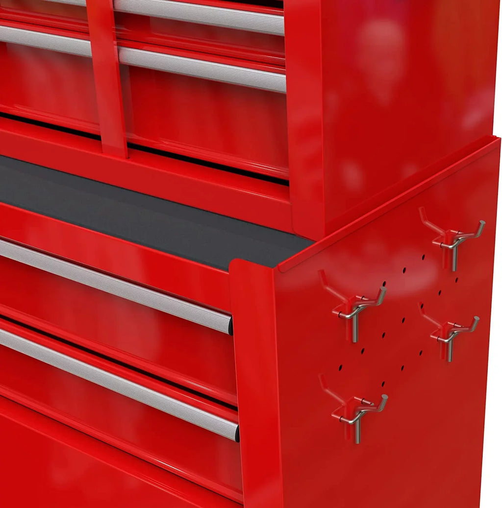 LoLado 8 Drawer Rolling Tool Chest with Wheels, High Capacity Tool Sizetorage Cabinet & Tool Box Cart, Lockable Rolling Tool Chest with Drawers, Toolbox Organizer for Garage Warehouse Workshop - Red