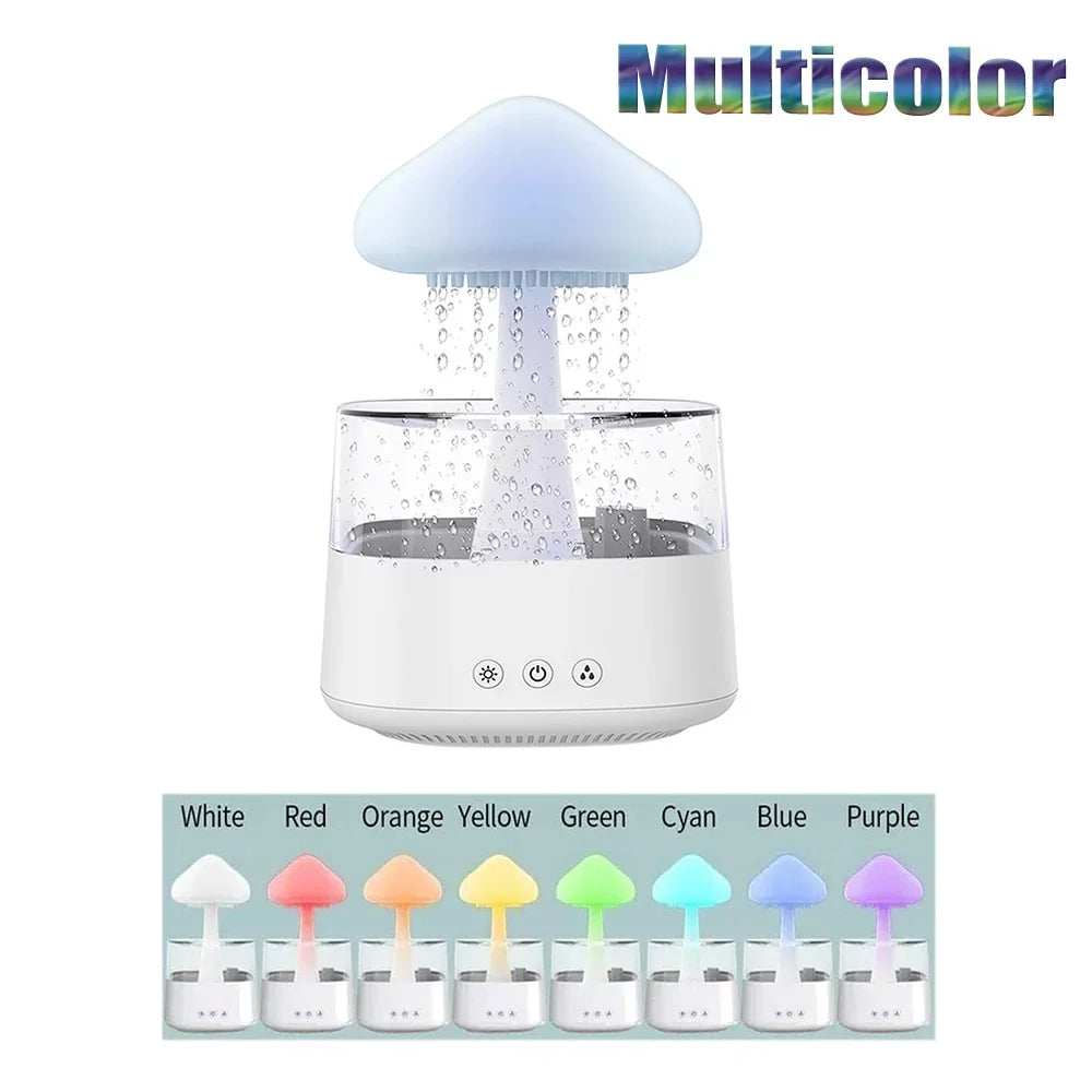 CJC Rain Cloud Humidifier Essential Oil Diffuser 450ml Water Drop Aromatherapy Mist, 7 Colors LED Light, Desk Fountain Bedside Sizeleep Relax