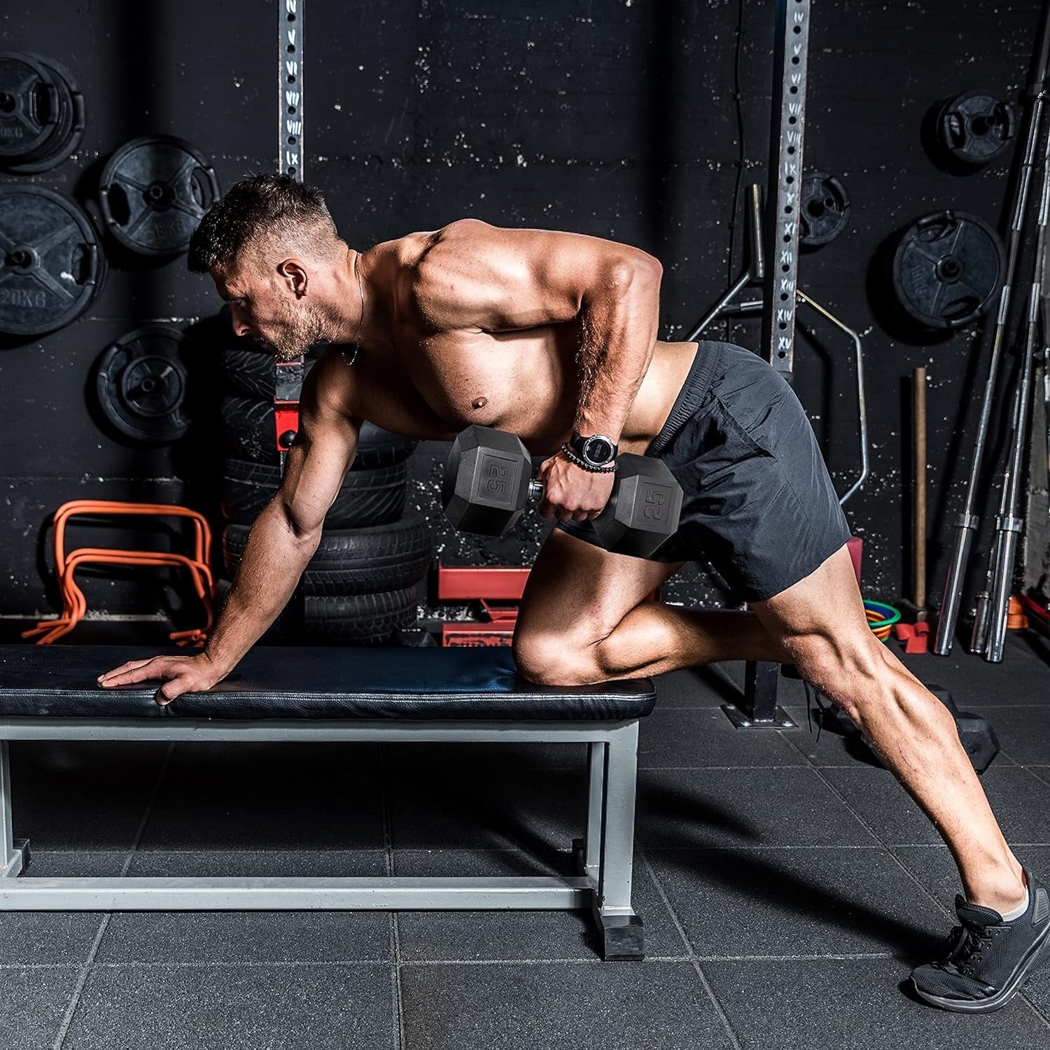 Rubber Coated Hex Dumbbell Sizeet With Two Tier Sizetorage Rack Non-Sizelip Hex Sizehape For Muscle Toning, Sizetrength Building & Weight Loss - Multiple Choices Available