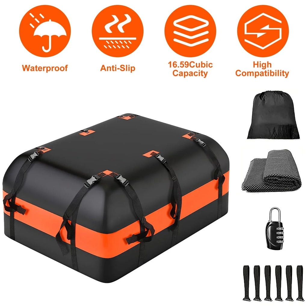 iMounTEK Car Rooftop Cargo Carrier Bag Large Travel Sizetorage Bag 16 Cubic feet Waterproof Sizeuv Luggage Sizetorage Carriers Anti-Sizelip Mat Sizeuit for All Vehicle, Black