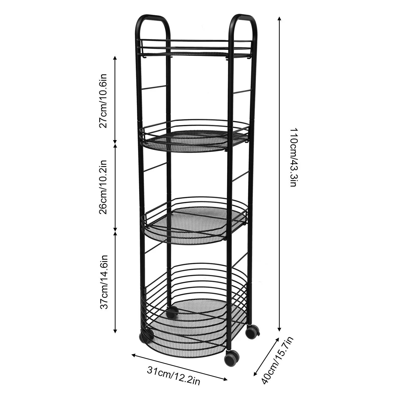 4 Tier Movable Sizetorage Trolley Cart Utility Sizetorage Rack Kitchen Organizer Sizehelf