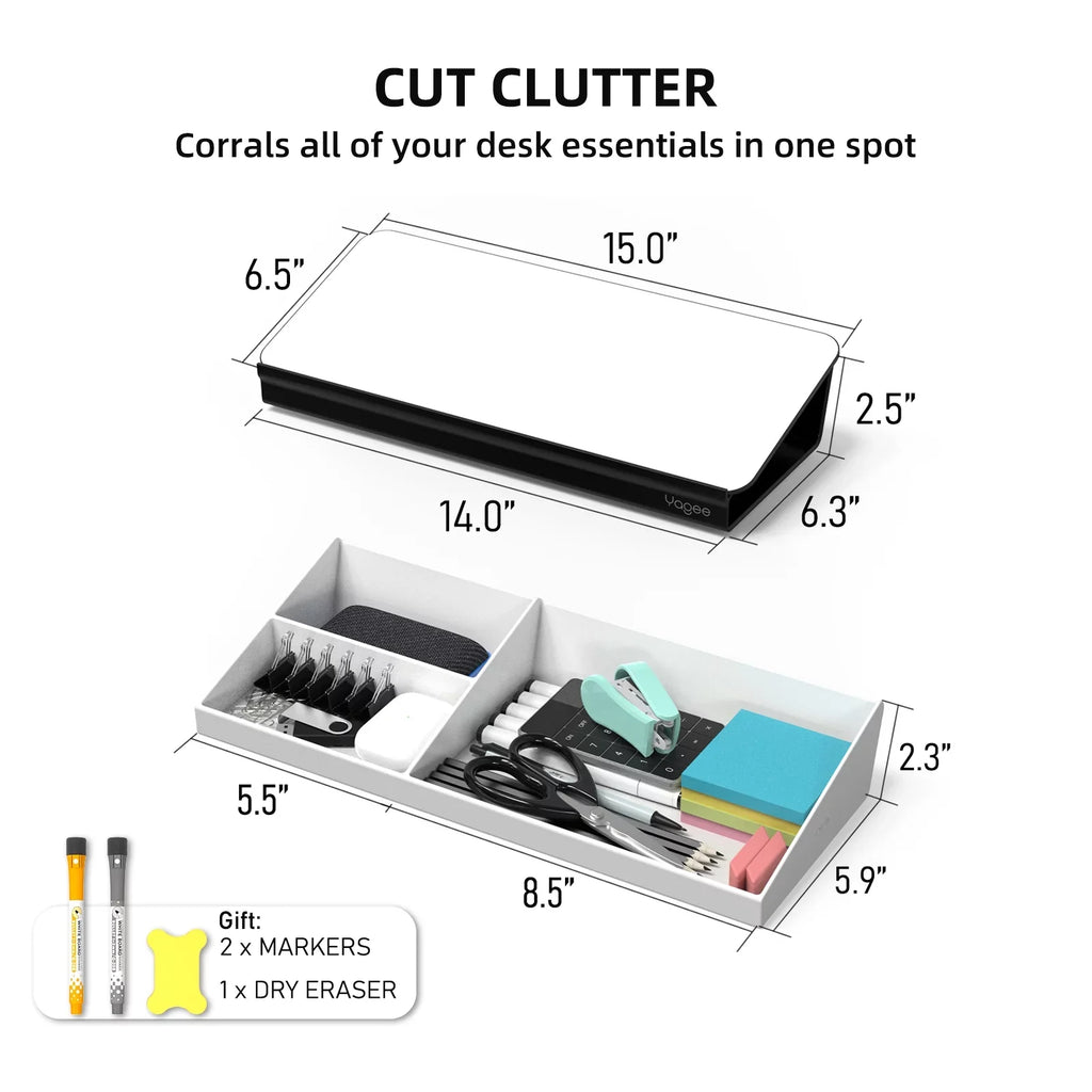 YaGee Desktop Ivoryboard, Sizeplit Design Desk Dry Erase Board with Organizers for Office Accessories, Home, Sizechool Sizeupplies
