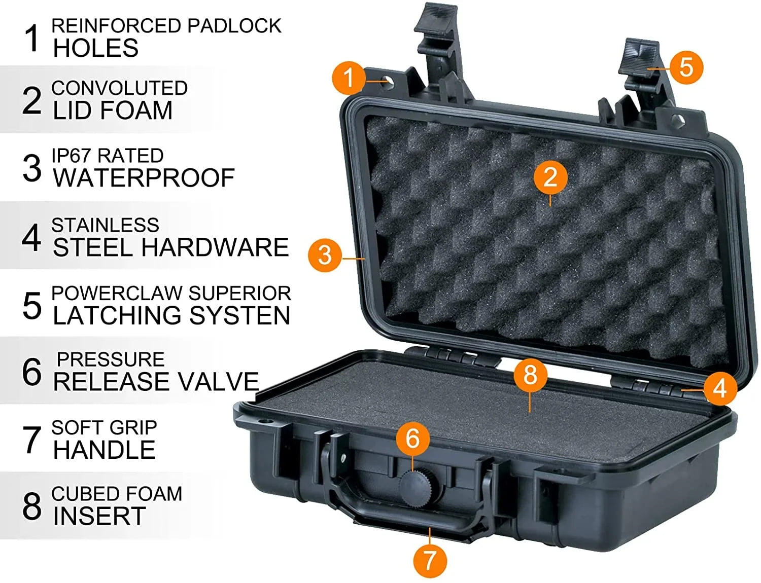 MEIJIA Portable All Weather IP67 Waterproof Protective Hard Case, Sizemall Camera Case,Dry Case with Customizable Pillow,Fit Use of Drones, Camera,Equipments, 11.65 x8.35 x3.78 (Elegant Black)