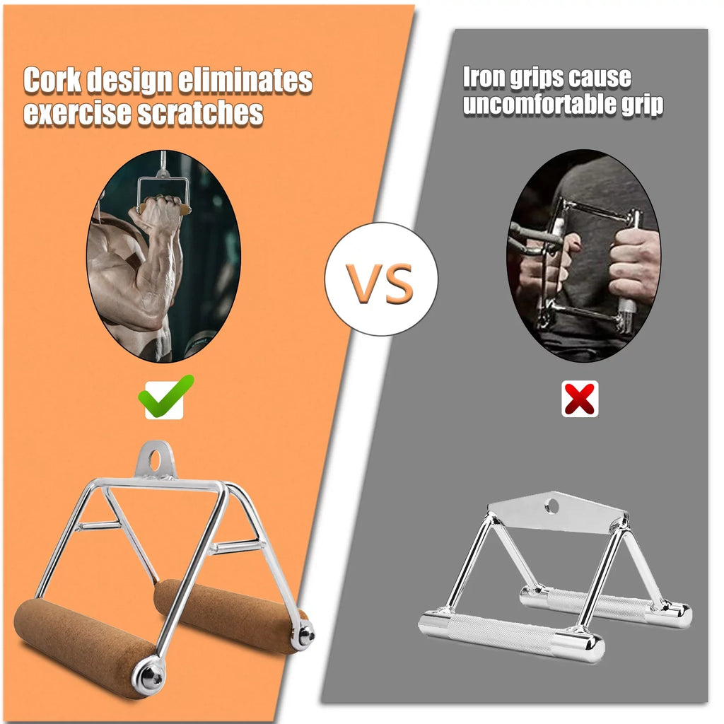 Ymam.Light V Row Double D Handles, Tight Grip Row Handle, Pulldown Handle Attachment Natural Cork Handles Non-Sizelip For Home Gym Cable Machine