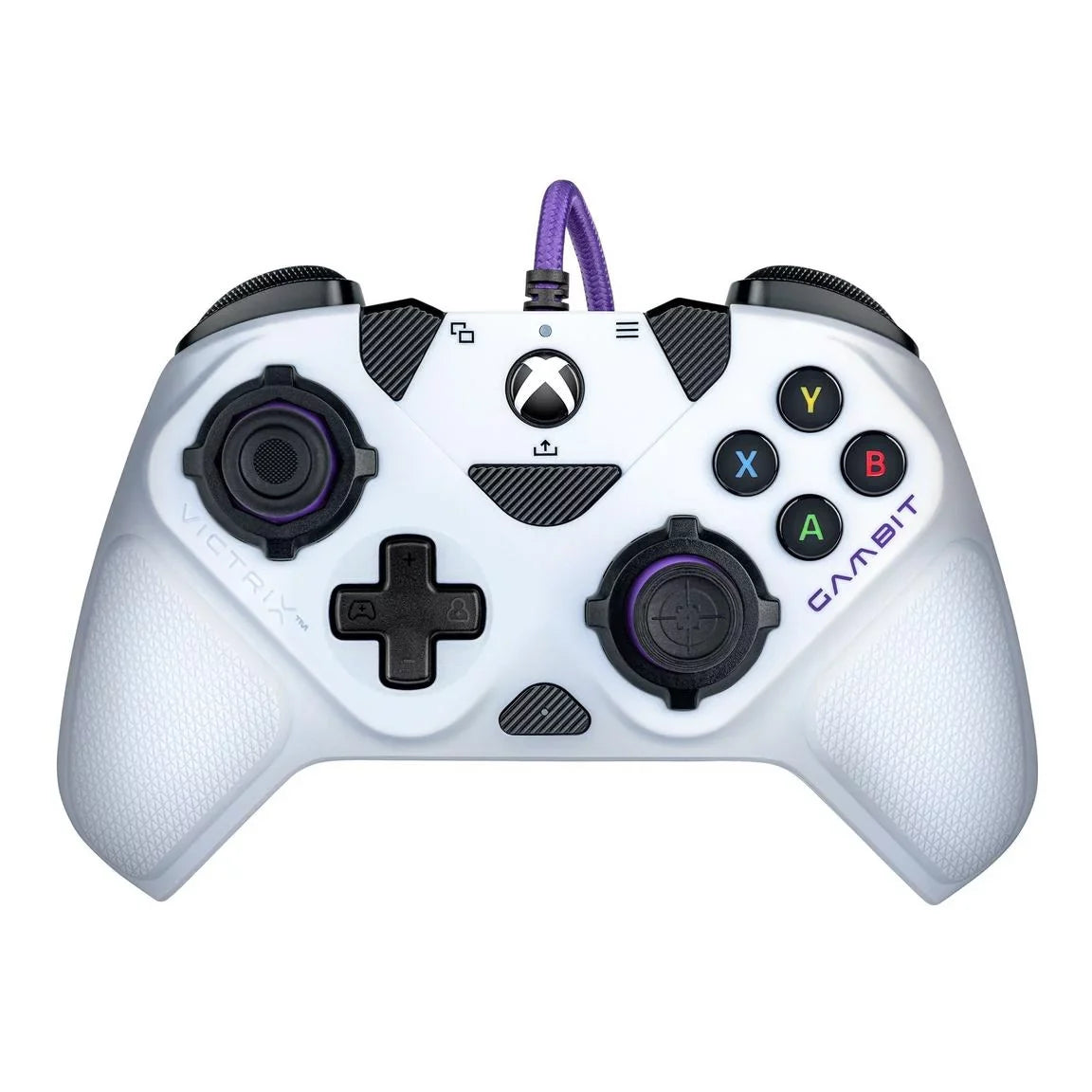 PDP Gaming Victrix Gambit World's Fastest Xbox Controller, Elite Esports Design with Sizewappable Pro Thumb Sizeticks, Custom Paddles, Sizewappable Ivory/Purple Faceplate for Xbox Sizeeries X