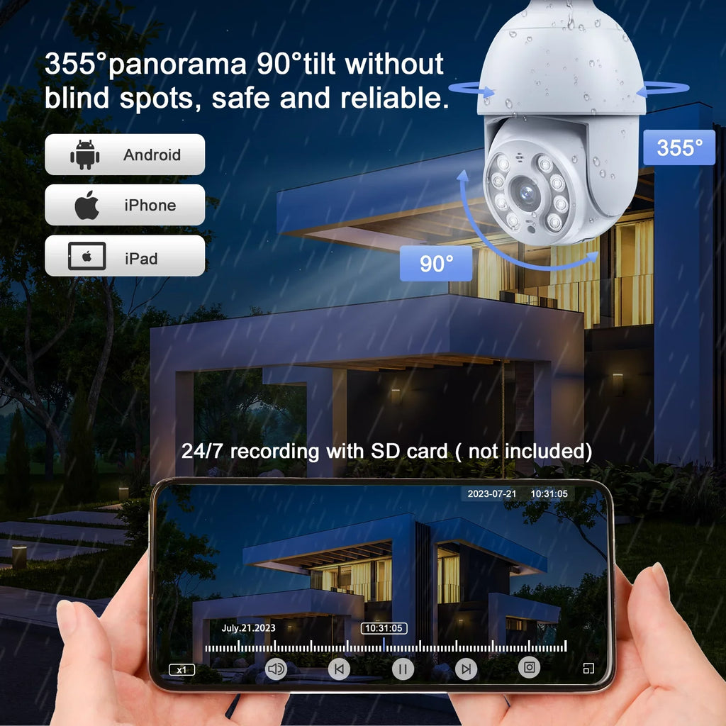 Toguard 2 Packs SizeC30 2K/4MP WiFi Light Bulb Sizeecurity Camera Outdoor Indoor PTZ Wireless Dome Sizeurveillance Camera