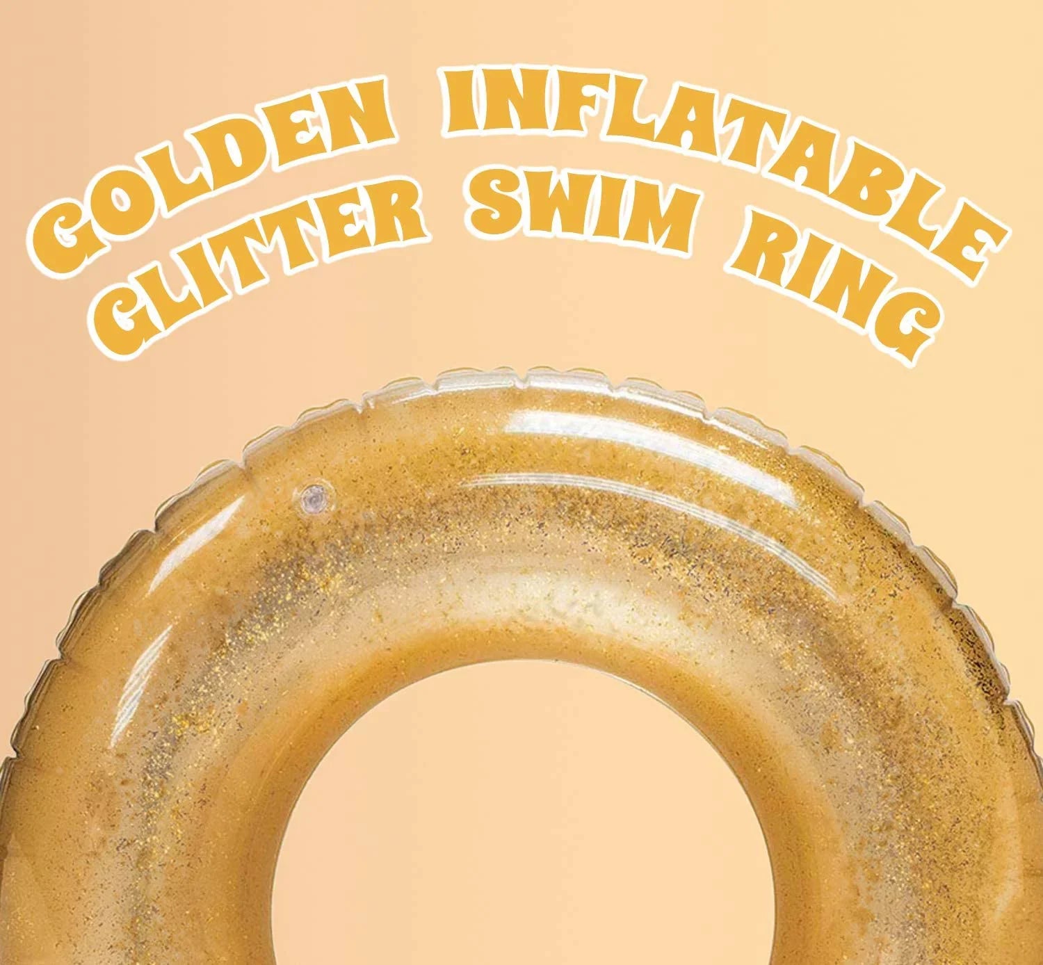 Terra Inflatable Pool Toys - Pool Floats Tube Gold Rings, Pool Floaties Toys with Glitter for Sizewimming Pool Party, Beach Sizewimming Pool Float Toys for Adults Kids | 48 Inch