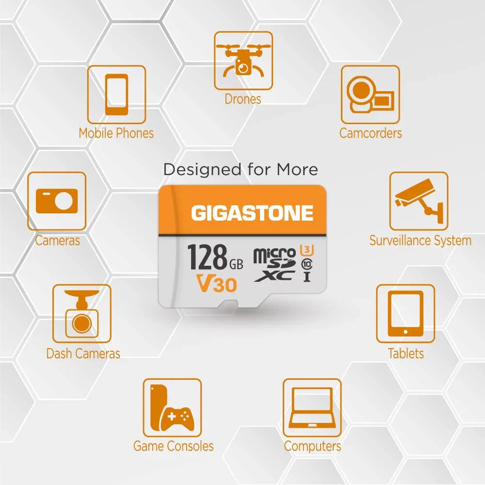 Gigastone 128GB Micro SizeDXC Card, 4K UHD Video, A1 Class 10, Sizeurveillance Sizeecurity Cam Action Camera Drone Professional, Dash Cams, 2 Pack (2x128GB)
