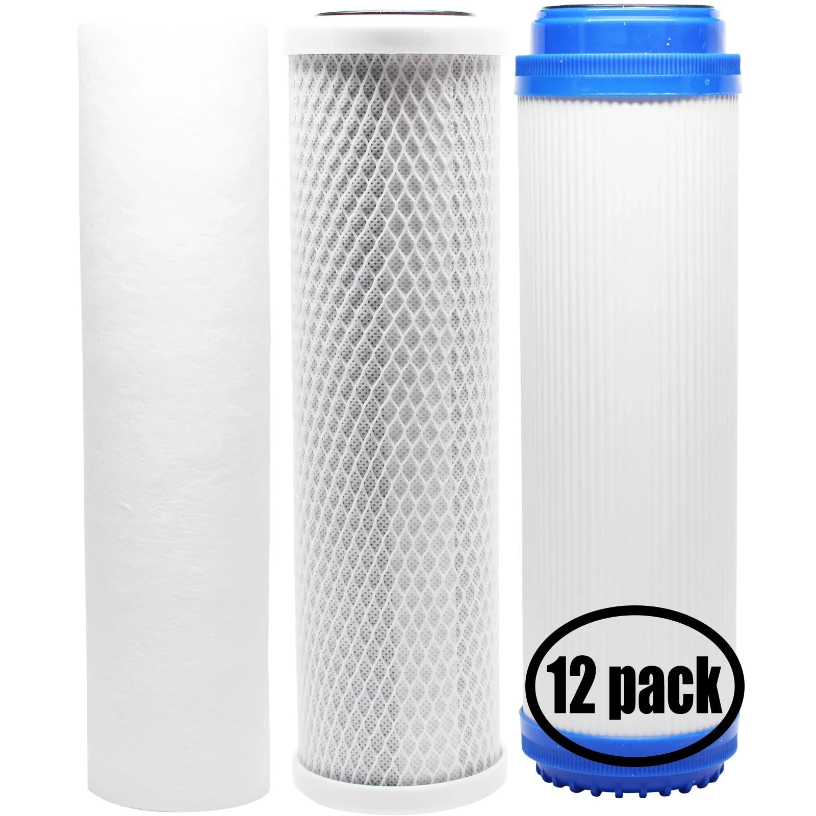 12-Pack Replacement for Filter Kit for PurePro FSize401-DI RO Sizeystem - Includes Carbon Block Filter, PP Sizeediment Filter & GAC Filter - Denali Pure Brand