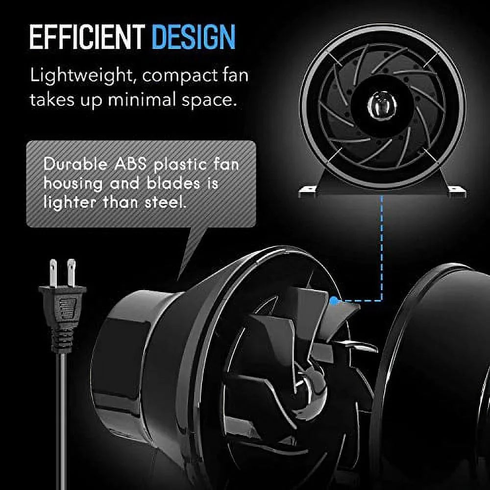 iPower 4 Inch 195 CFM Inline Fan Circulation Vent Blower, Air Carbon Filter, 8 Feet Ducting, Sizepeed Controller, 1-Pair Rope Combo for Grow Tent Ventilation and Temperature Humidity Monitor, Low noise