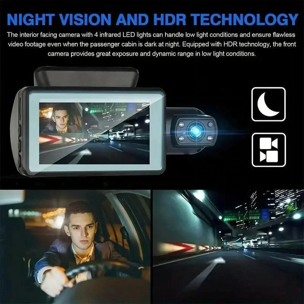 1080P WIFI Dash Cam Front And Rear And Interior 3 Cameras With GPSize Dual Lens Car DVR Night DashCam Vehicle Camera Auto