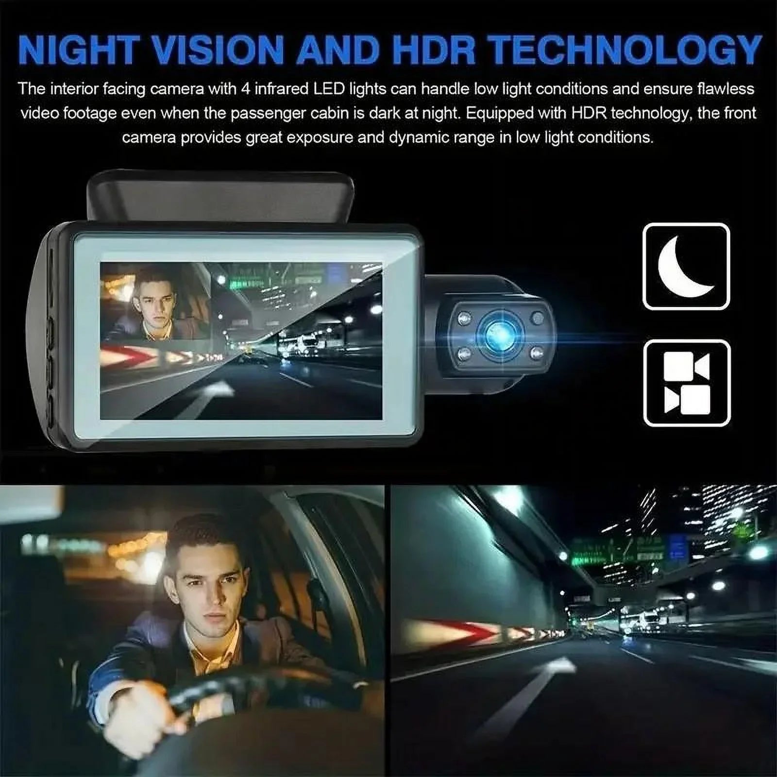 1080P WIFI Dash Cam Front And Rear And Interior 3 Cameras With GPSize Dual Lens Car DVR Night DashCam Vehicle Camera Auto