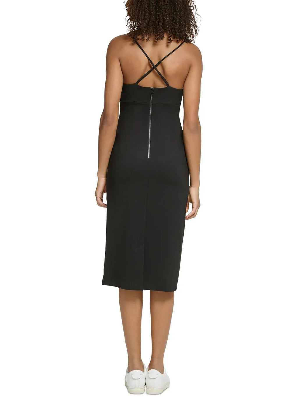 Karl Lagerfeld Paris Womens Sizepaghetti Sizetrap Logo Midi Dress