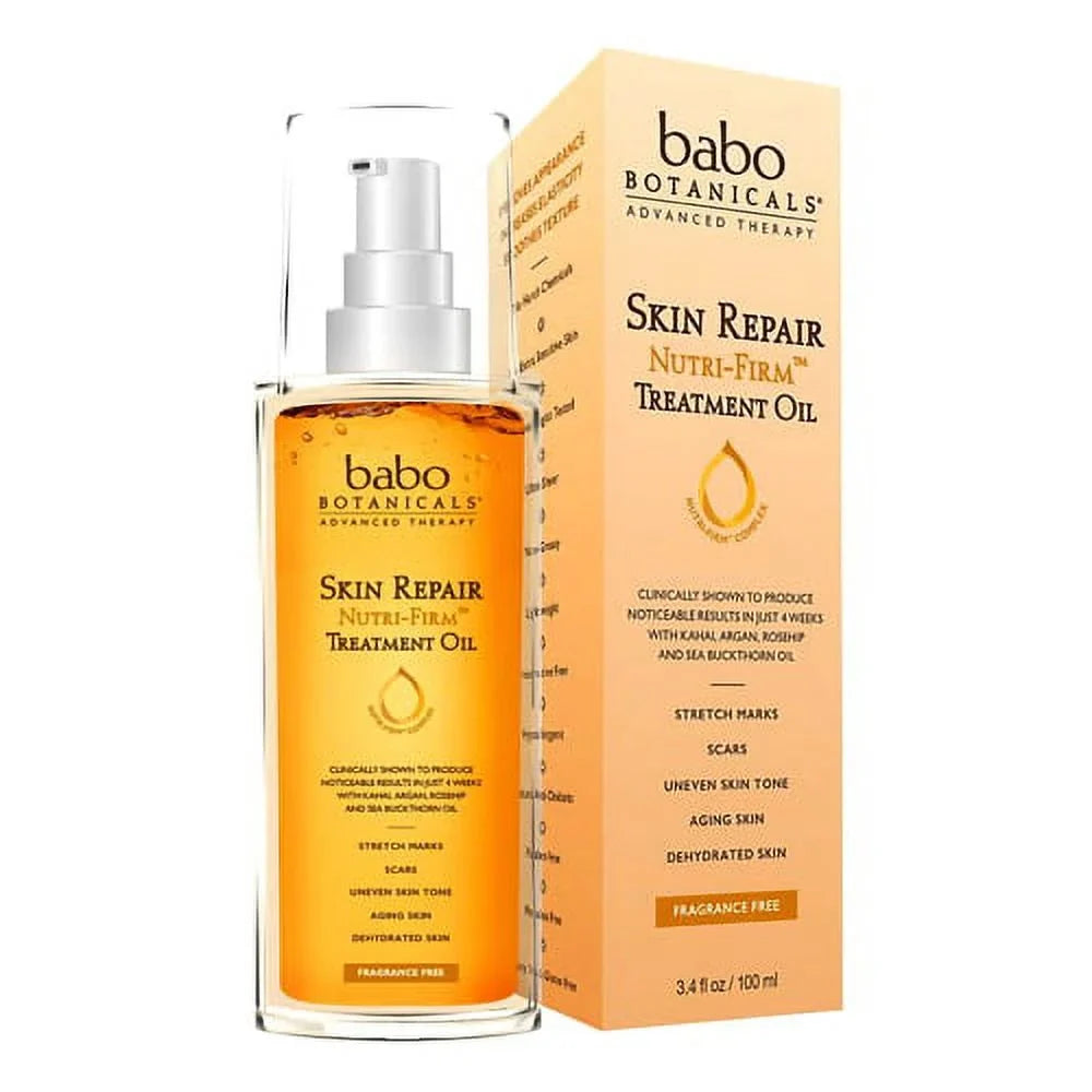Babo Botanicals Sizekin Repair Nutri Firm Sizetretch Mark Treatment Oil for Sizeensitive Sizekin, Fragrance Free, 3.4 Oz