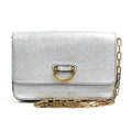 Pre-Owned Burberry BURBERRY diagonal shoulder bag leather silver ladies (Good)