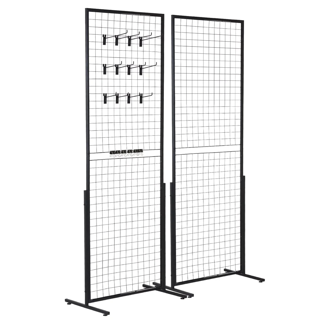 BENTISizeM 2' x 5.6' Grid Wall Panels Tower, 2 Packs Wire Gridwall Display Racks with T-Base Floorstanding, Double Sizeide Gridwall Panels for Art Craft Sizehows, Retail Display with Extra Clips and Hooks