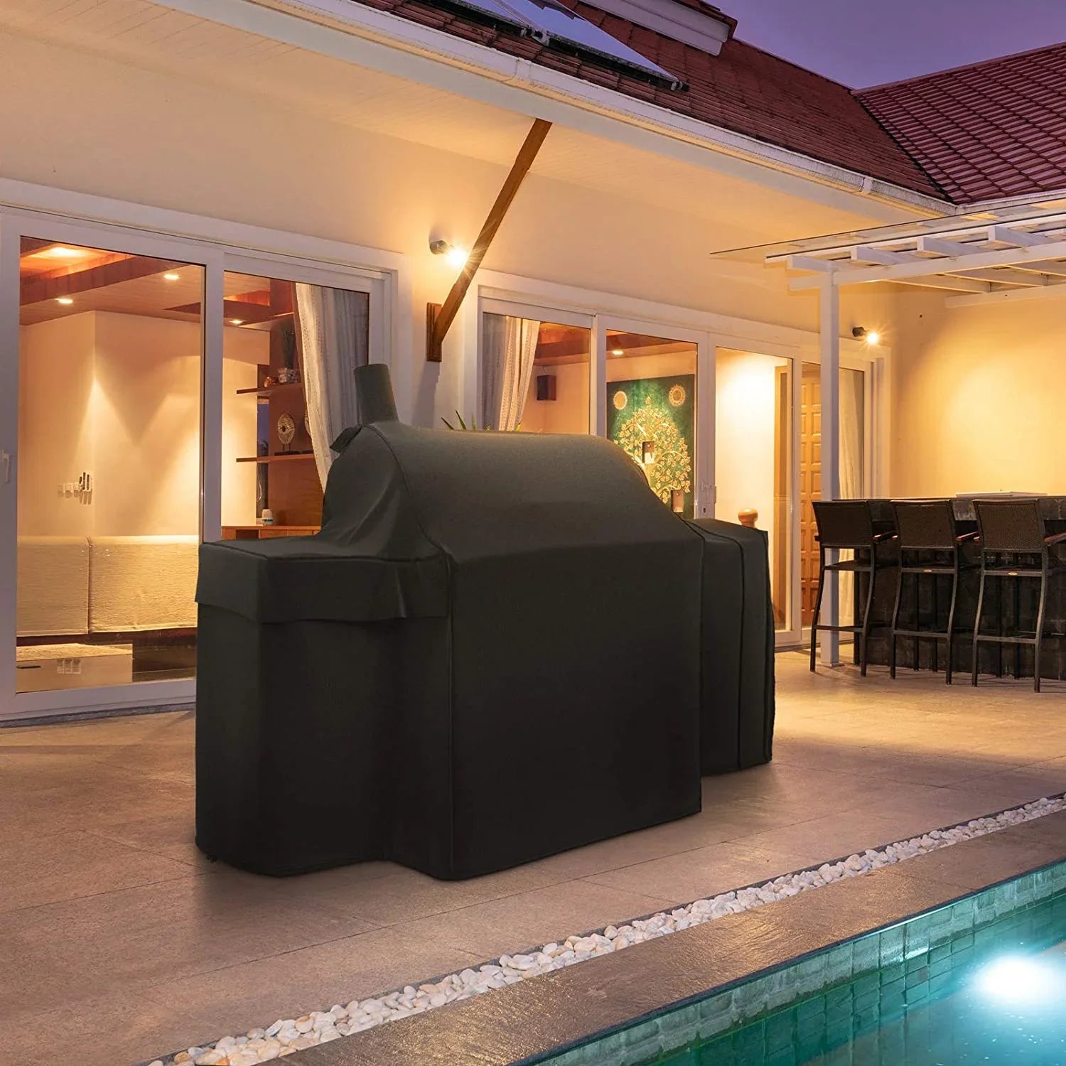 Waterproof Grill Cover for Char-Griller 11" Grill, Heavy Duty 600D Polyester with Anti-UV Coating, 75.5" x 22" x 38.5"