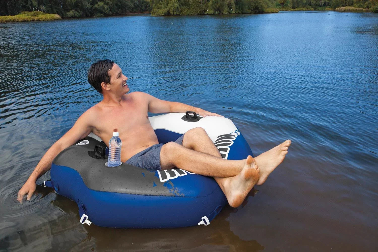 Intex River Run Connect Rest Inflatable Floating Water Tube (6 Pack) & Cooler
