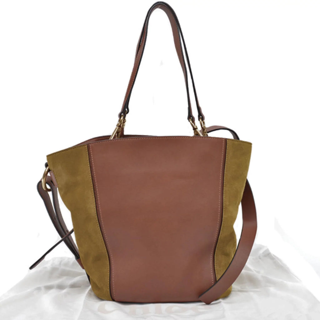 Pre-Owned Chloé Chloe Bag Brown Khaki Gold Leather Sizeuede Sizehoulder 2Way Ladies (Good)