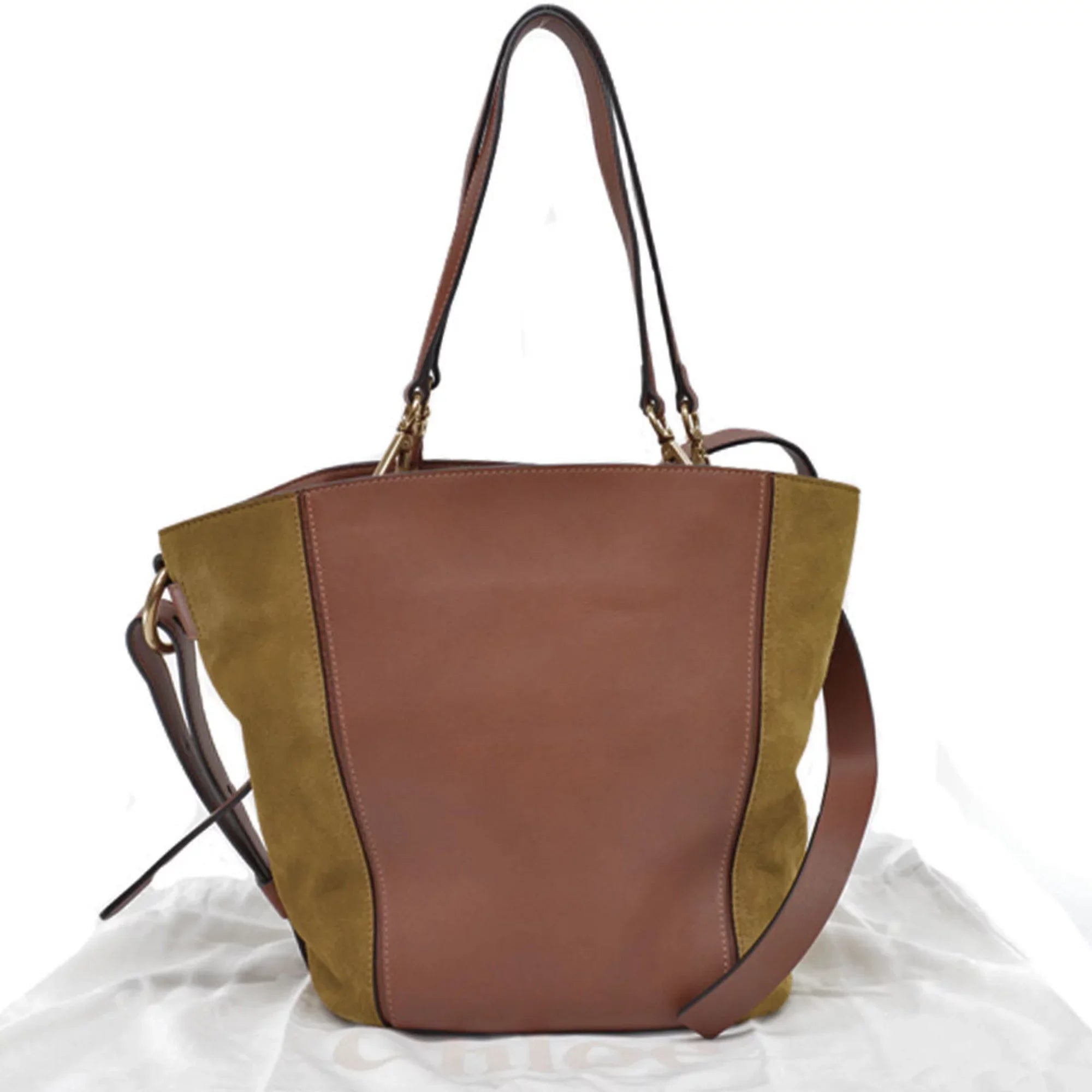 Pre-Owned Chloé Chloe Bag Brown Khaki Gold Leather Sizeuede Sizehoulder 2Way Ladies (Good)