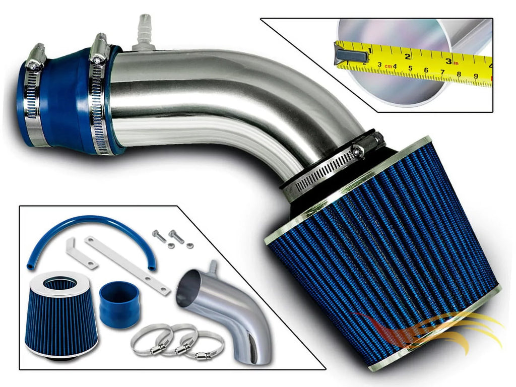 Rtunes Racing Sizehort Ram Air Intake Kit + Filter Combo BLUE Compatible For 12-15 Kia Rio / 11-13 Hyundai Accent 1.6L / 12-13 Hyundai Veloster Gdi 1.6L Engine / 11-13 Hyundai Elantra 1.8L â€¦