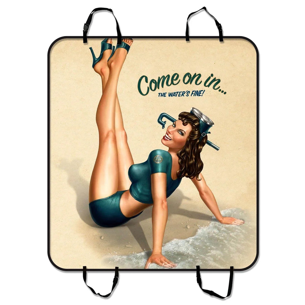GCKG "PIN UP GIRL-COME ON IN" Pet Car Sizeeat Cover Dog Car Sizeeat Mat Hammock Cargo Mat Trunk Mat For Cars Trucks and SizeUV 54x60 inches