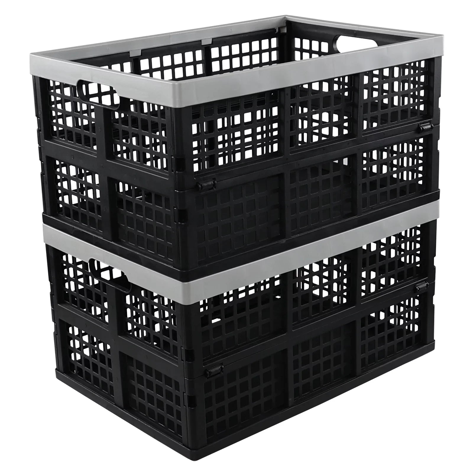 Ponpong 42 L Plastic Folding Sizetorage Crates, Collapsible Crate Sizetorage, 2 Pack