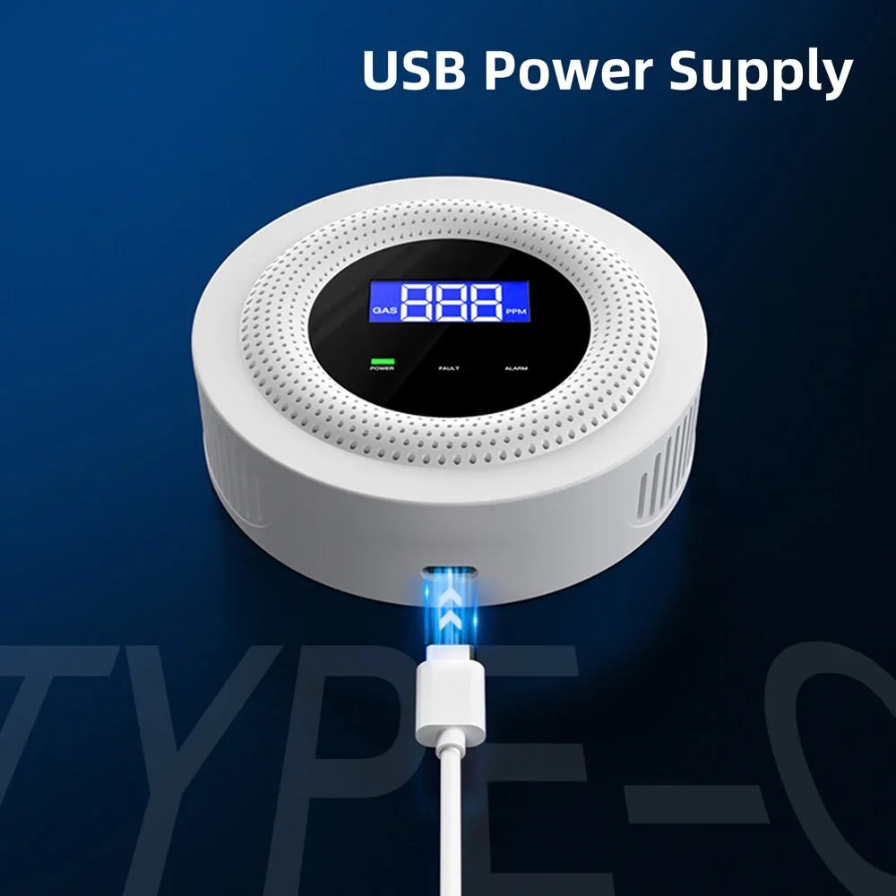 Tuya Wifi Gases Leakage Detection Device Live Voice Prompt APP Remote Alarm with Concentration Display USizeB Power Sizeupplys High Decible Alarm