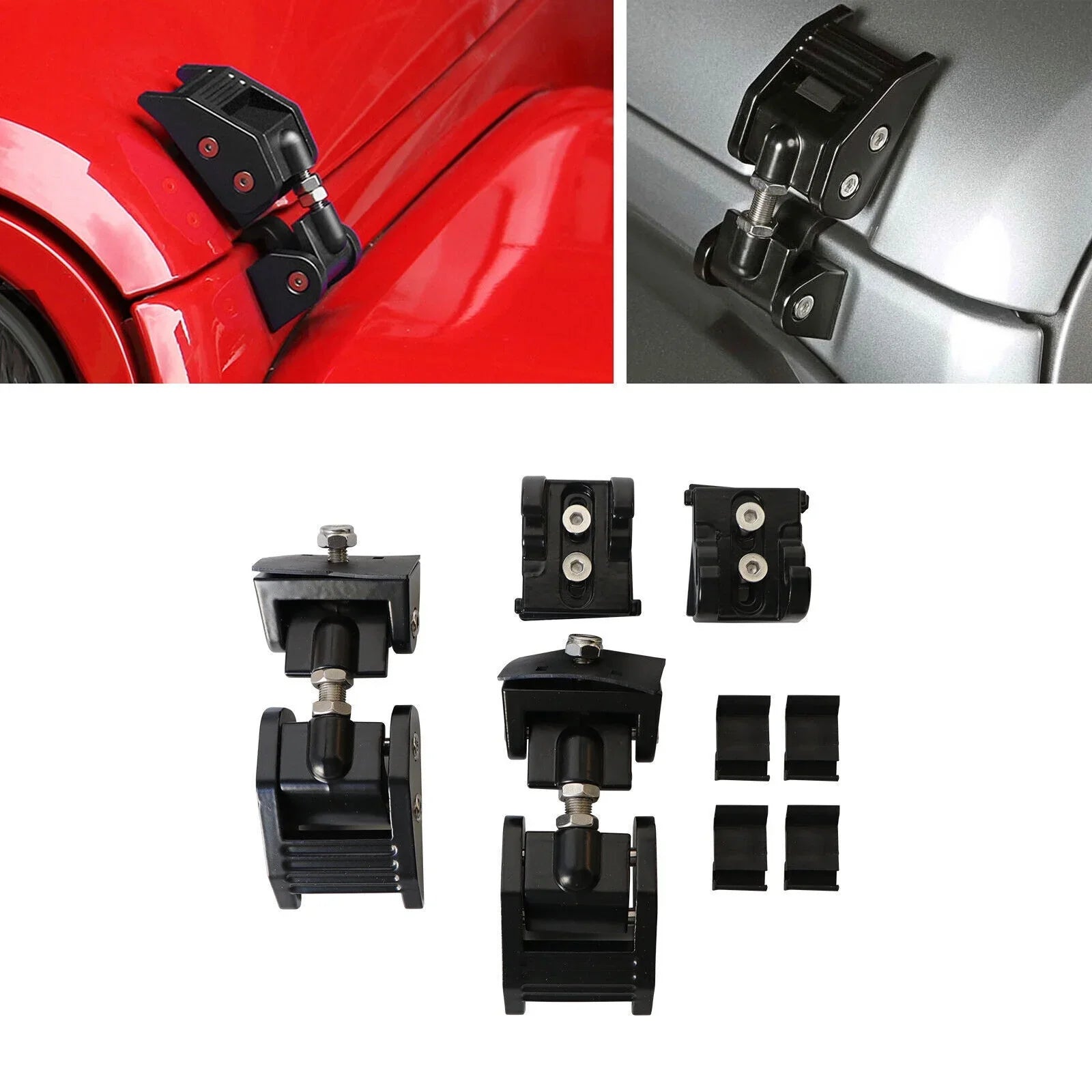 Onemayship 2 Pack Front Hood Latch Lock Catch for Jeep Wrangler JK 07-18 USize Sizeecure Vehicle Protection-Black