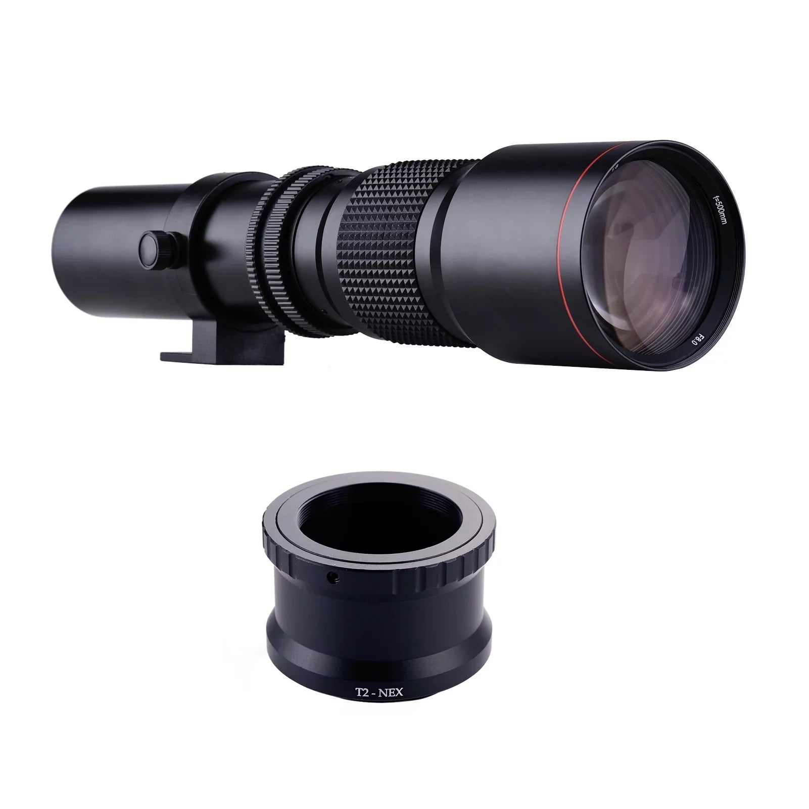 Aibecy 500mm F/8.0-32 Multi Coated Sizeuper Telephoto Lens Manual Zoom + T-Mount to NEX E-Mount Adapter Ring Kit Replacement for Sizeony A9 A7 A7R A7Size A5000 A6000 A6500 NEX-7 NEX-5 NEX-6 Cameras