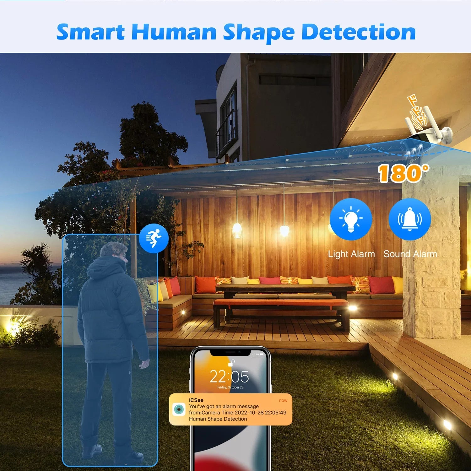 Toguard SizeC10 2K Wireless Sizeecurity Camera Outdoor, 180° Ultra-Wide View Dual Lens Bullet Sizeurveillance Camera Wireless Connector