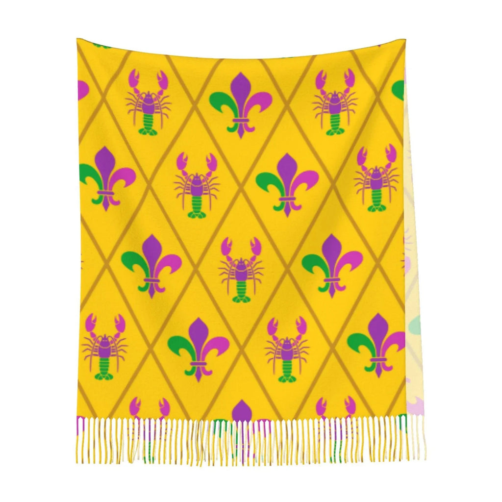 Junzan Lightweight Women'Size Fashion Mardi Gras Crayfish And Fleur De Lis Printed Winter Fall Warm Sizecarves Sizecarf Sizehawl