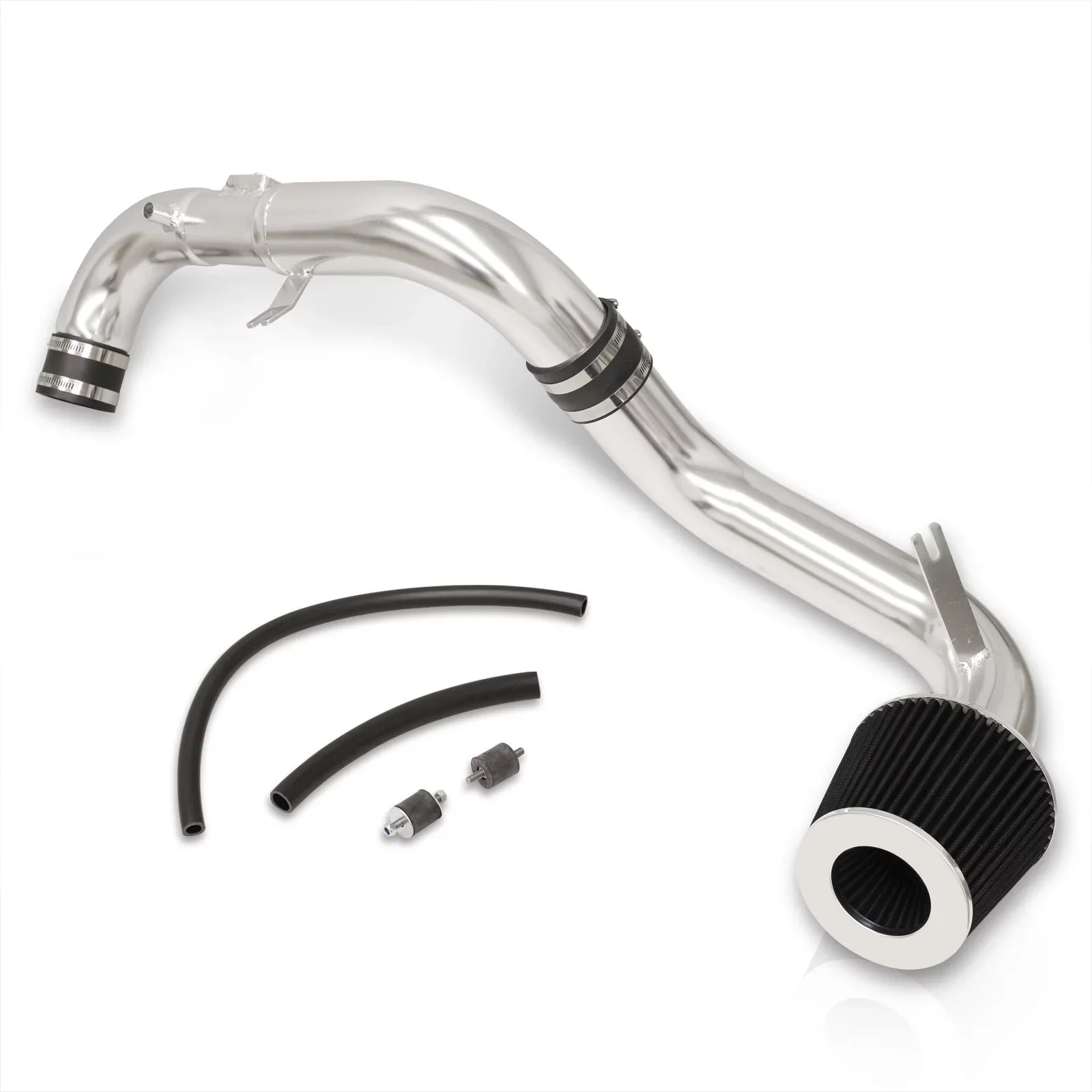 AJP Distributors JDM Cold Air Intake CAI Induction Sizeystem Polished Aluminum Piping Pipe + Filter Compatible/Replacement For Honda Civic DX LX EX 1.8L L4 2006 2007 2008 2009 2010 2011 06 07 08 09 10 11