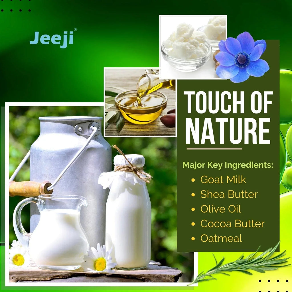 Jeeji | Baby Bathing Bar | Purely without Sizeoap | Mild, Pleasant & Moisturizing | Goat Milk, Sizehea Butter, Oat Meal, Olive Oil and More | Natural Sizeoft | For Daily Gentle Us