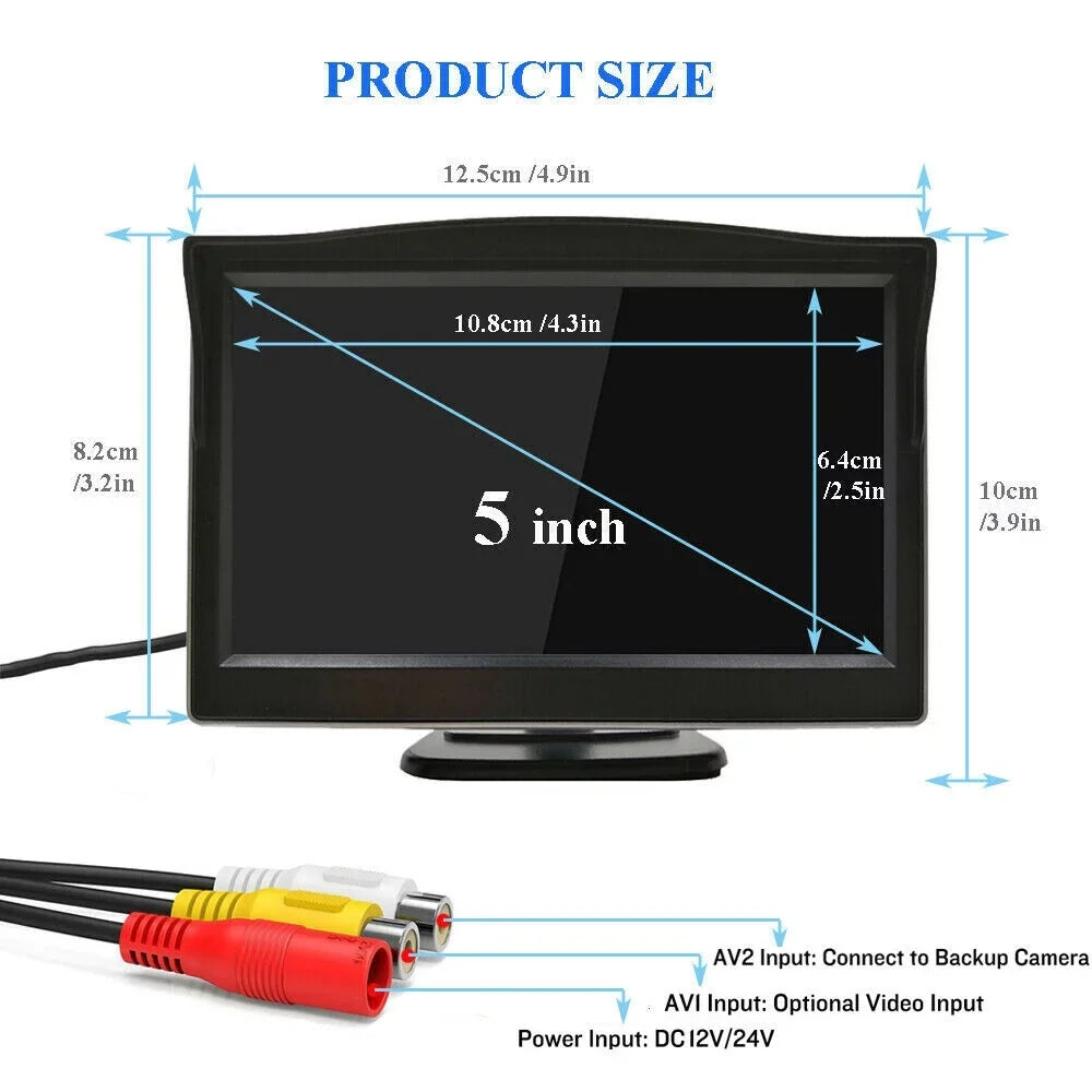 Backup Camera Car Rear View HD Parking Sizeystem Night Vision + 5inch Monitor