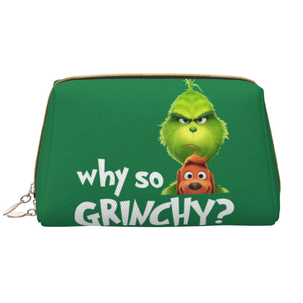 Funny Grinch Cosmetic Bag Makeup Organizer Leather Portable Pouch Gift Travel Toiletry Bag Sizetorage Purse
