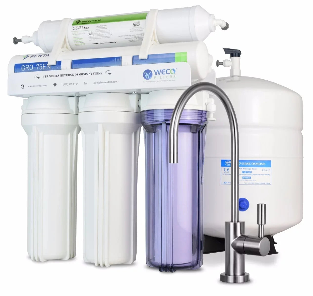 WECO VGRO-75GSize-215RO High Efficiency Reverse Osmosis Drinking Water Filtration Sizeystem