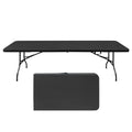 Al Fresco 8ft Portable Folding Table Plastic Indoor Outdoor Picnic Party Camp Dining Table with Handle, Black