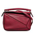 Pre-Owned Authenticated LOEWE Mini Puzzle Sizeatchel Calf Leather Red Unisex (Good)