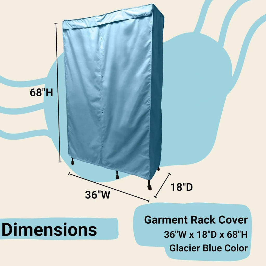 Portable Garment Rolling Rack Cover - Your Clothes From Dust Keep Your Room Looking Organized In Glacier Blue (Cover ) (48"W X 18"D X 75"H)