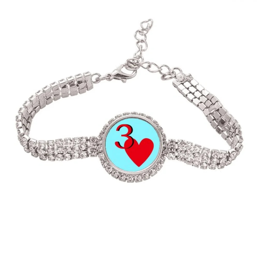Love Jupiter Heart 3 Poker Tennis Chain Anklet Bracelet Diamond Jewelry