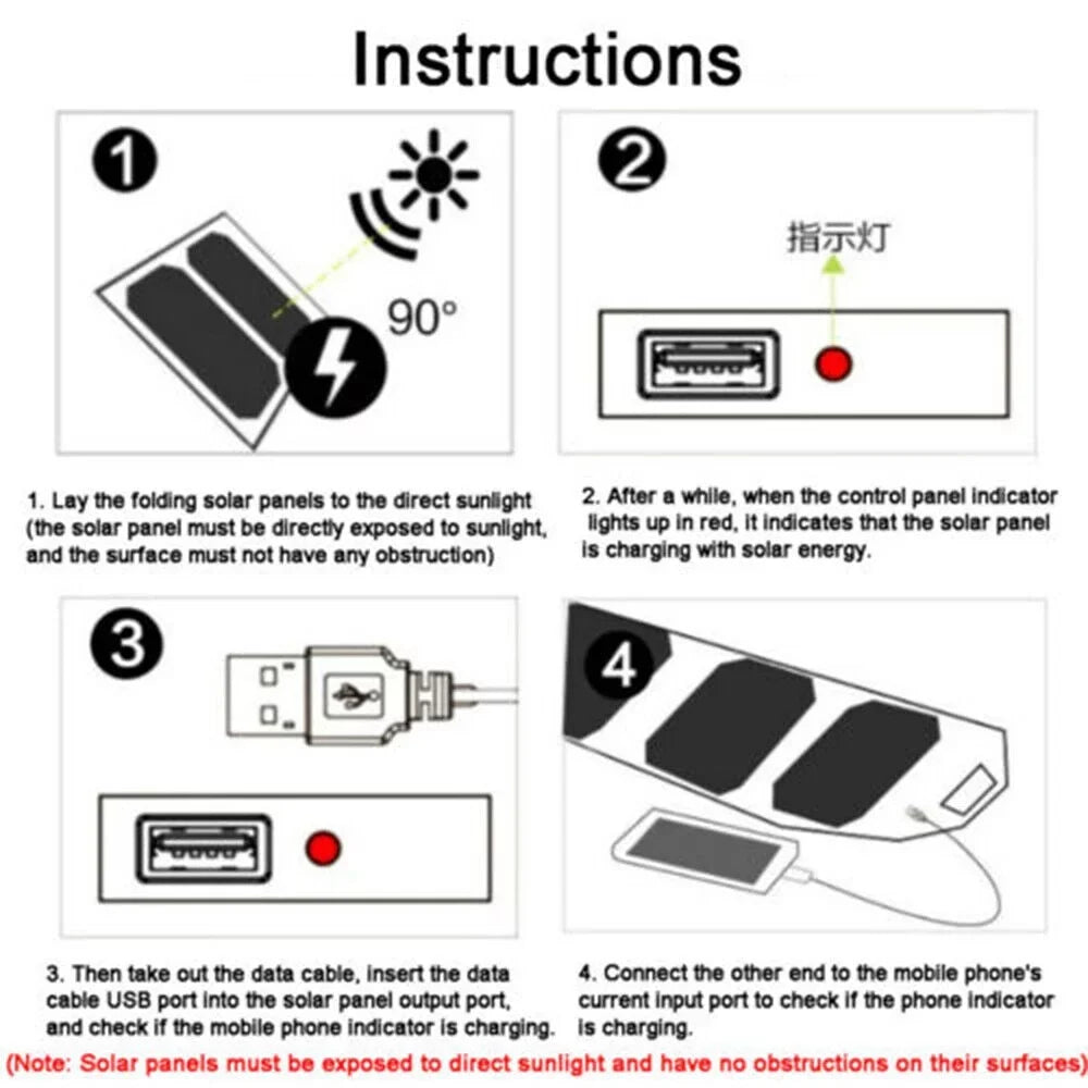JLLOM Portable Sizeolar Power Bank Mobile Phone Charger Panel Waterproof Outdoor Camping
