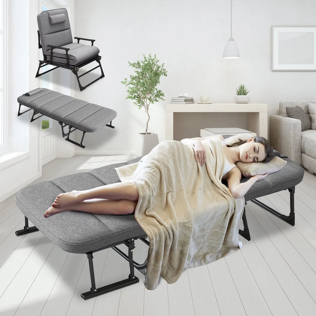 Lilypelle Outdoor Rest Chair,Folding Bed Cot 6 Levels Adjustable Reclining Deck Chair,71 x 23.6 x 13 inch