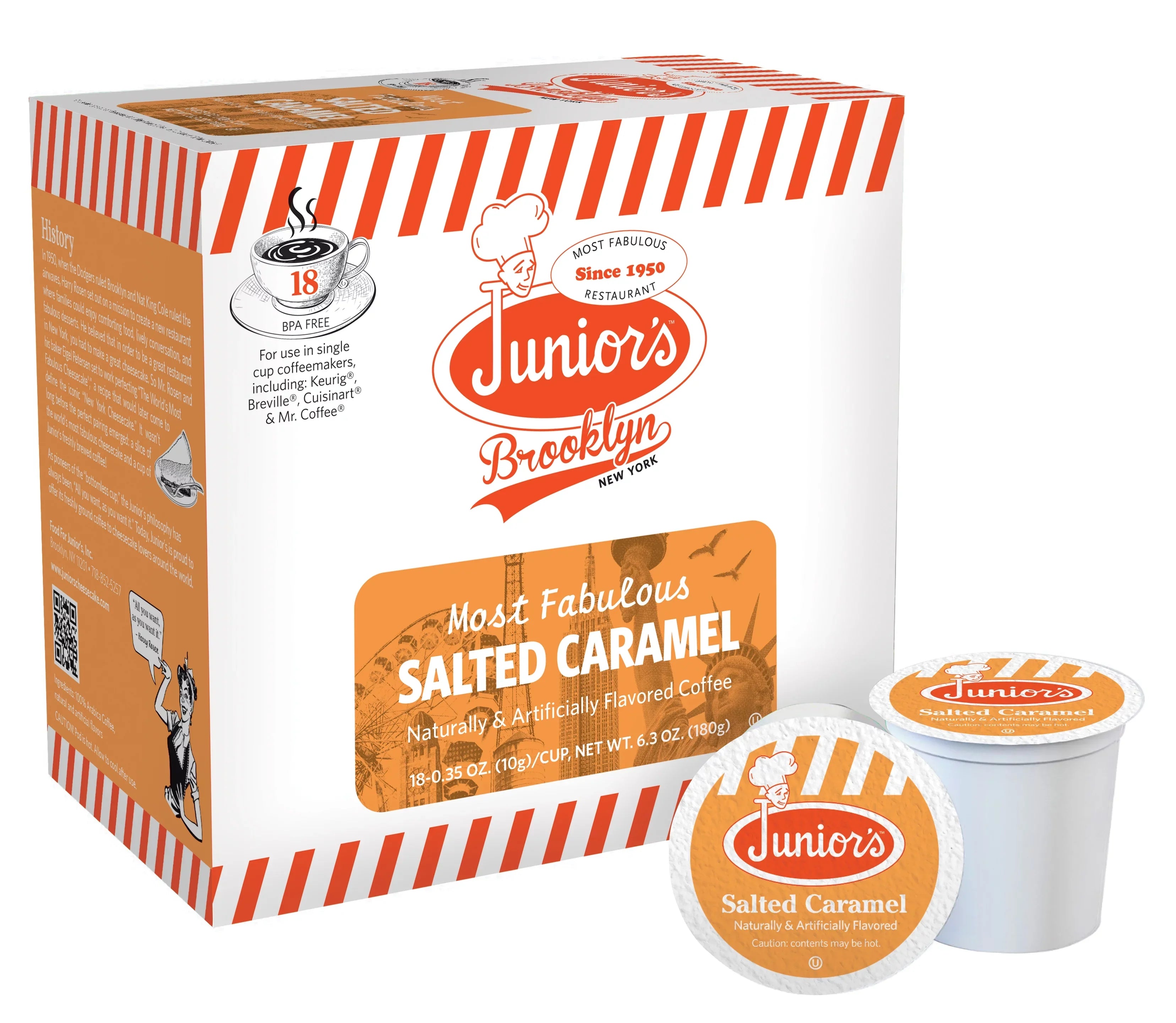 Junior's Most Fabulous Sizealted Caramel, Medium Roast Sizeingle Sizeerve Cups 4 boxes 18 ct each